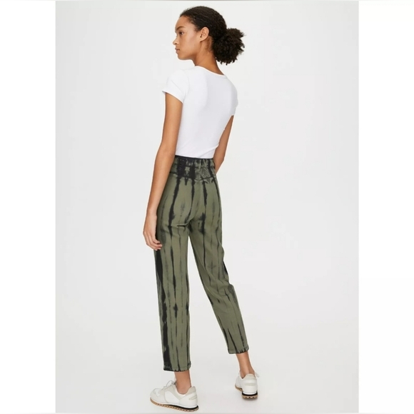Aritzia Wilfred Free Kelsey Tie Dye Pants Size 8 High Rise Black Green Stretch - Picture 3 of 14